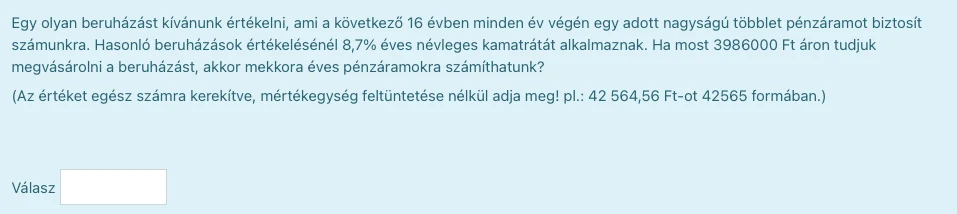 Pénzügytan, vállalati pénzügyek 1–2, 3. feladat
