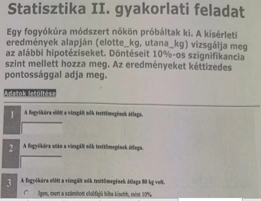 Statisztika 2., 3. feladat